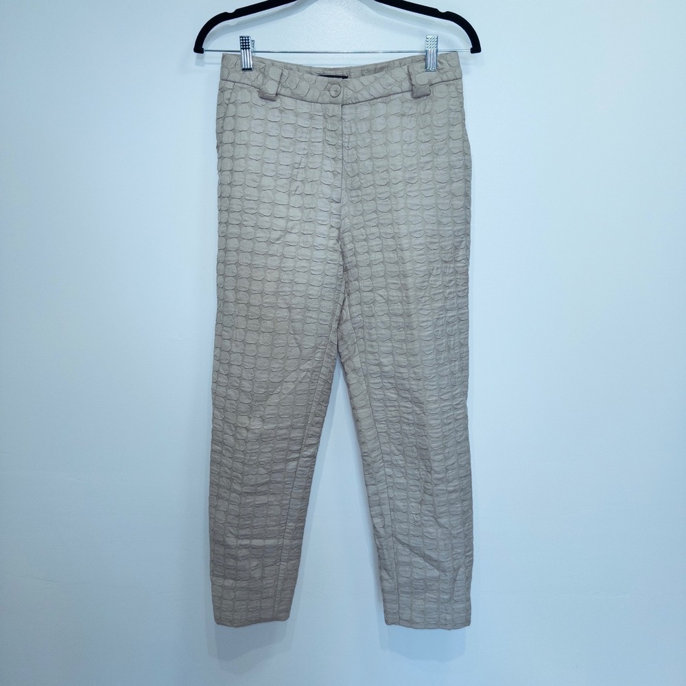 Adolfo Dominguez Tan Quilted Textured Ankle Pants Size 2 / 36 EU